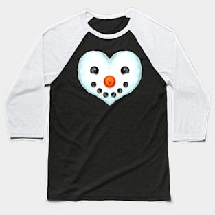 Heart Shaped Snowman Face For Christmas Baseball T-Shirt